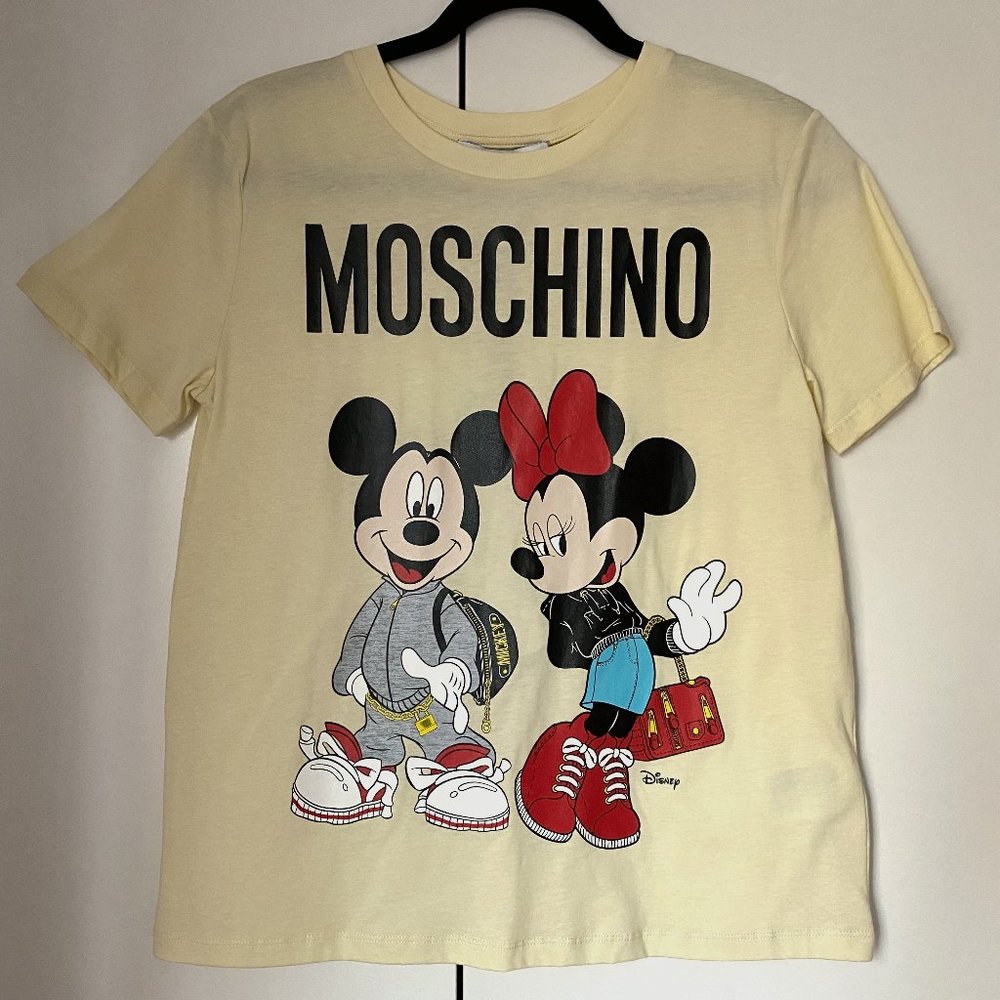 Moschino H&M Disney Mickey Minnie T-Shirt Yellow Women's Small NWT